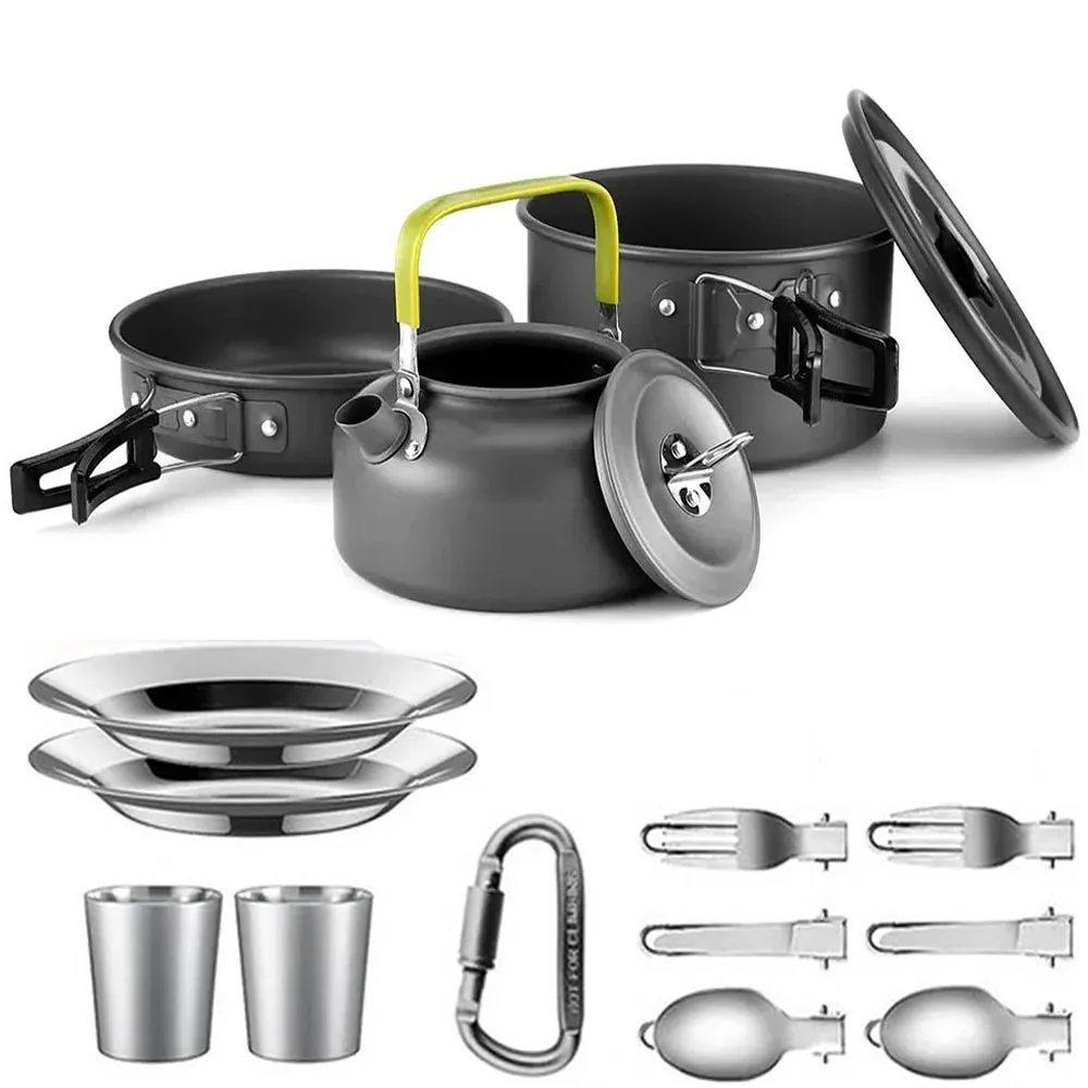 Outdoor Camping Cooking Set Lightweight Aluminum Products Camping Cooking Set Hiking and Outdoor Travel Easy to Carry