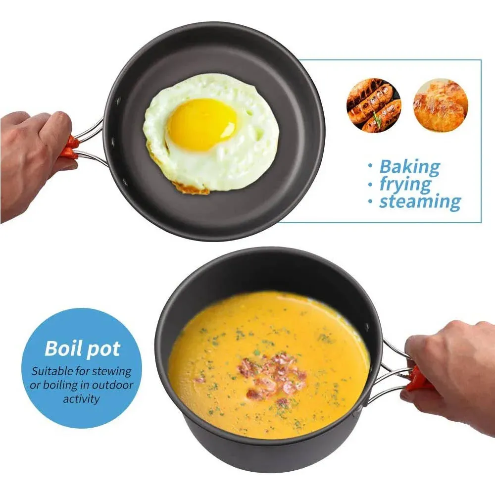 Outdoor Camping Cooking Set Lightweight Aluminum Products Camping Cooking Set Hiking and Outdoor Travel Easy to Carry