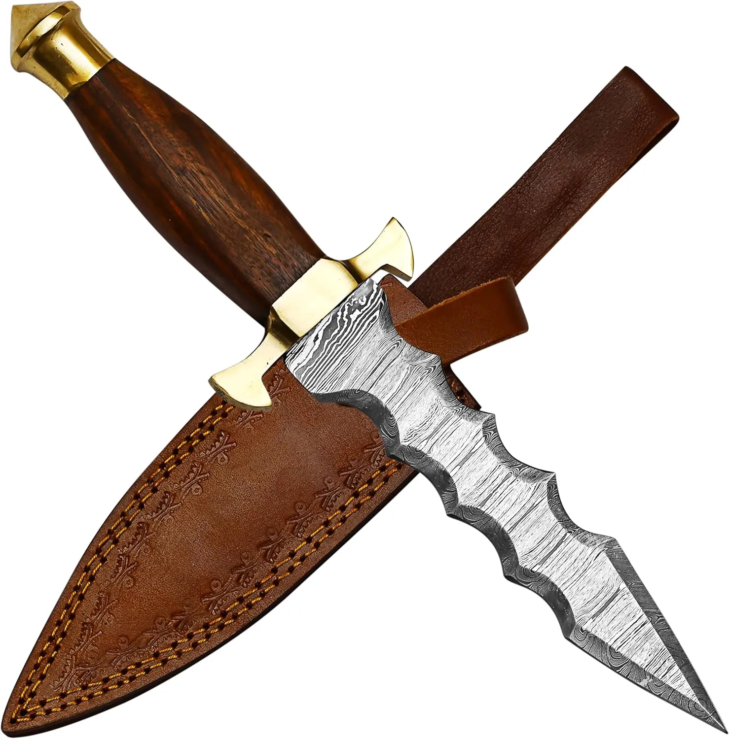 PAL 2000 KNIVES Handmade Damascus Steel 12 Inches Hunting Knife Rose Wood Handle 9278