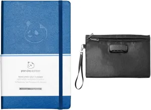Panda Planner: 90-Day Undated Daily Planner - Boost Productivity, Set Goals & Manage Time - Increase Happiness With A Focus On Gratitude - Hardcover - Blue with Locking Bag