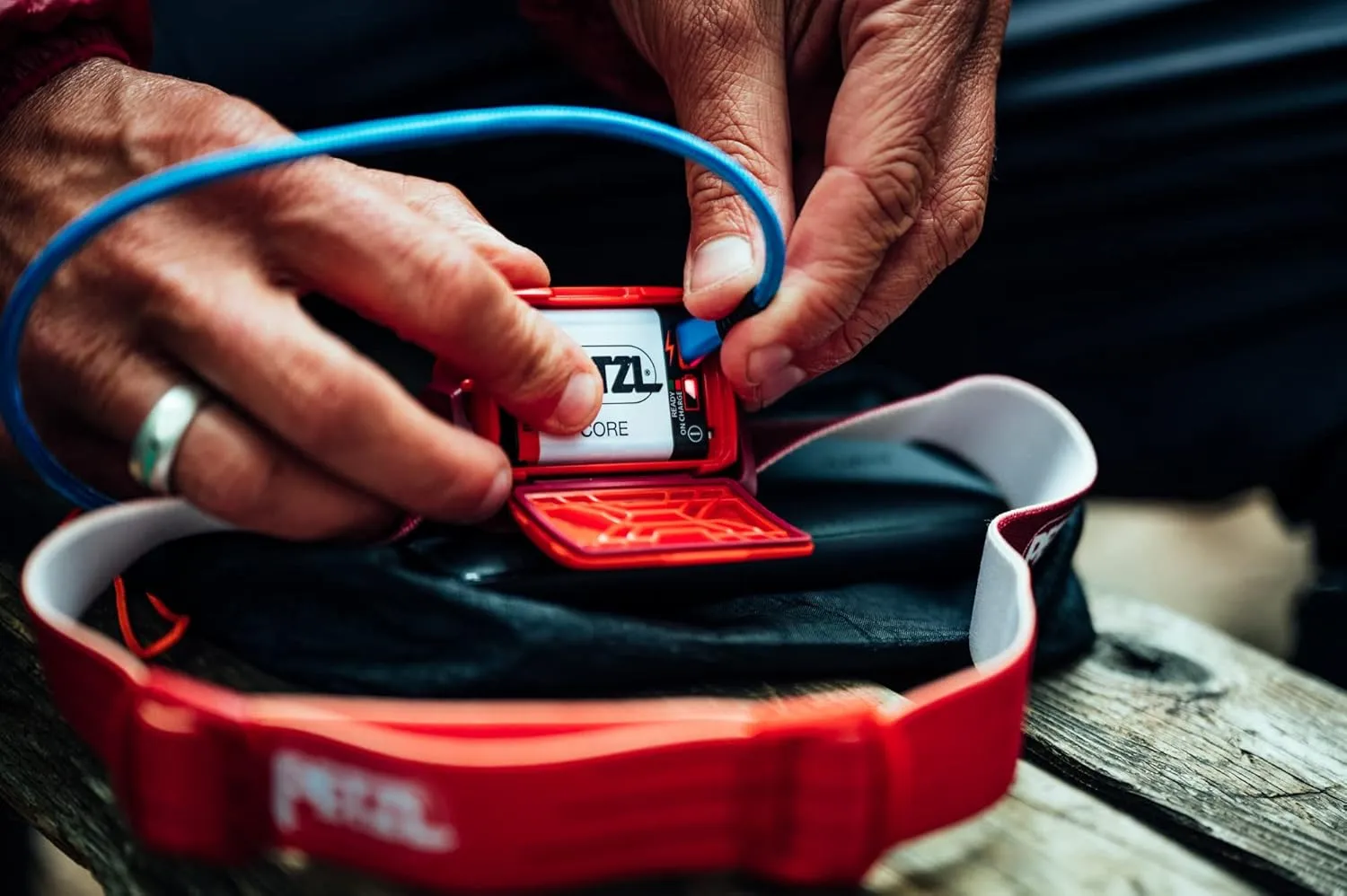 PETZL ACTIK Headlamp - Powerful 450 Lumen Light with Red Lighting, for Hiking, Climbing, Running, and Camping - Red