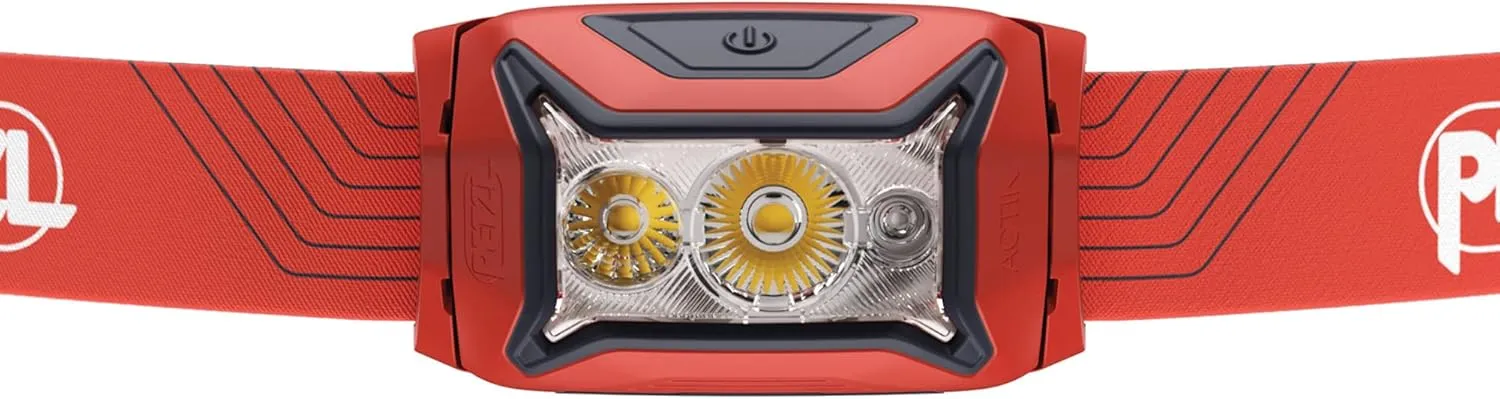 PETZL ACTIK Headlamp - Powerful 450 Lumen Light with Red Lighting, for Hiking, Climbing, Running, and Camping - Red