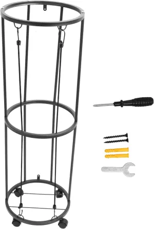 plplaaoo Ball Storage Rack Rolling Metal Lockable Ball Organizer for Basketball Soccer Volleyball Sturdy Steel Construction with Wheels Space Saving Design Home Gym Sports Equipment