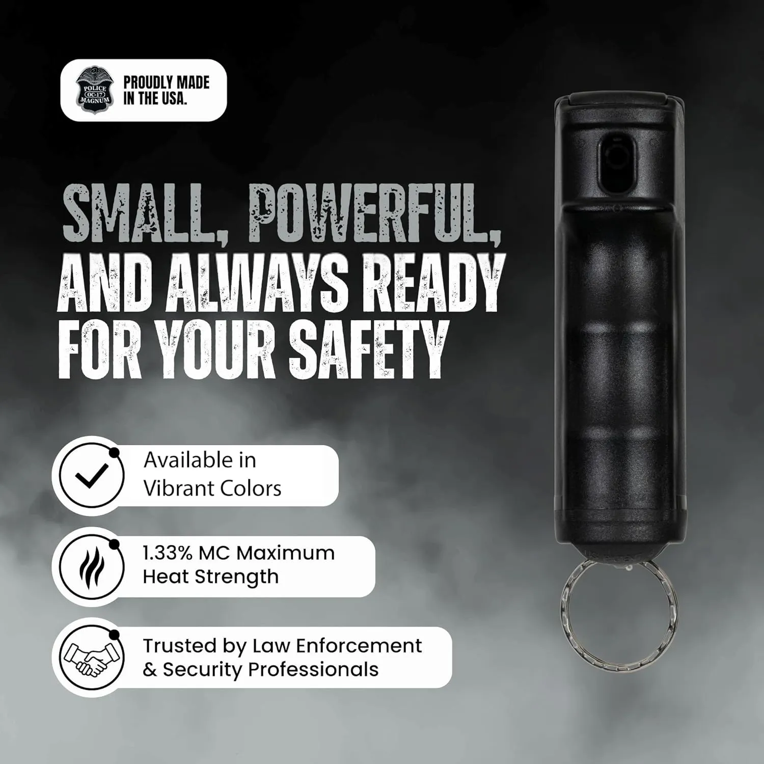 Police Magnum Keychain Pepper Spray Flip Top Safety 3 Pack 1/2oz- Maximum Heat Strength OC with Dye- Tactical Small Compact Case- for Women & Men's Self Defense- Made in The USA