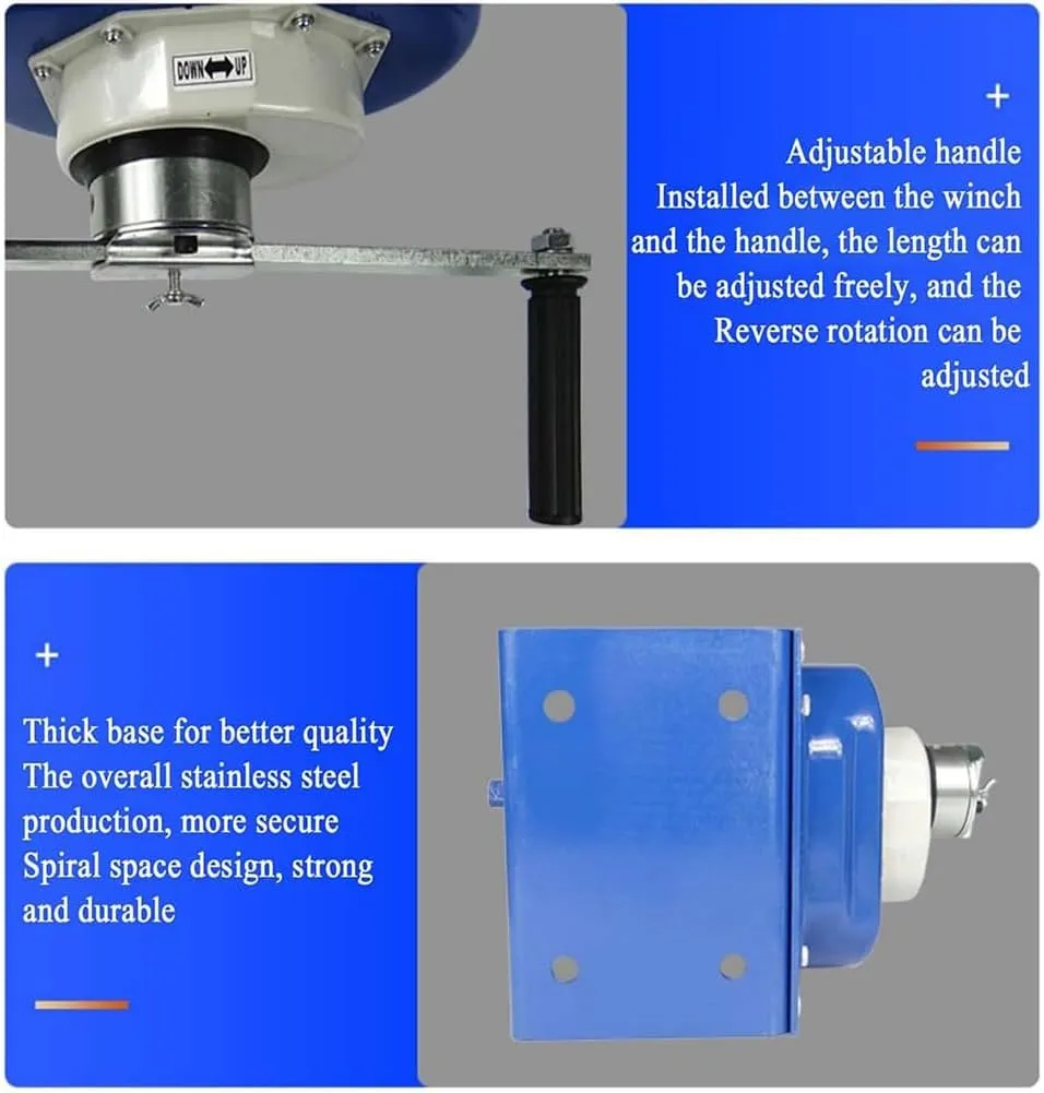 Portable Boat Trailer Winch, Heavy Duty Hand Winch with Hook, Manual Operated 2-Way Ratchet Winch, Caravan Puller for Car/Construction, Portable Hand Crank Trailer Towing for Truck,3 ton 30m