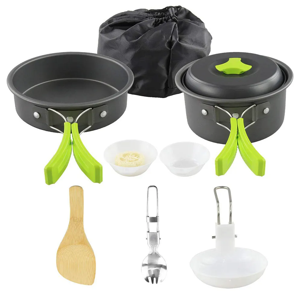 Pot Tableware Outdoor Set Kit Secure payments Big savings event Camping Equipment Hiking Picnic Cooking Travel BBQ Outdoor Cookware Kitchen Aluminum
