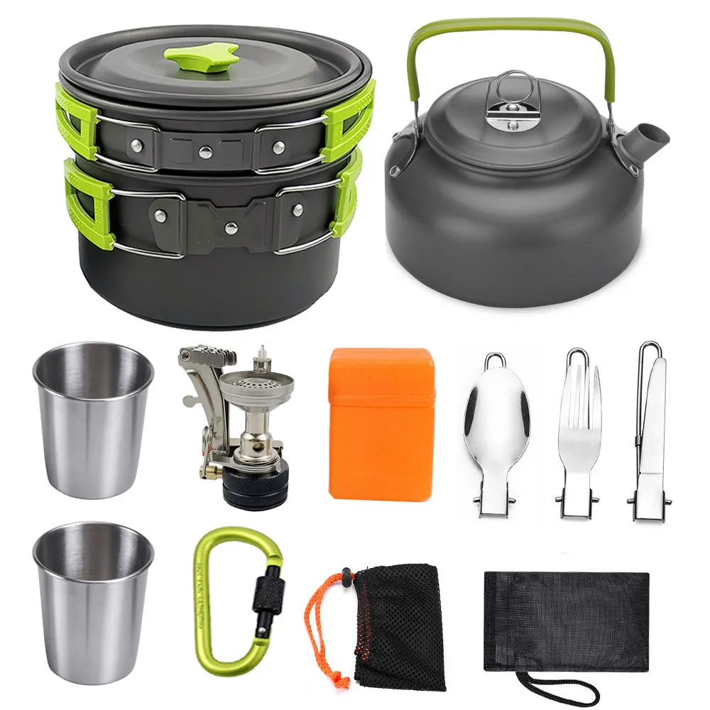 Pot Tableware Outdoor Set Kit Secure payments Big savings event Camping Equipment Hiking Picnic Cooking Travel BBQ Outdoor Cookware Kitchen Aluminum
