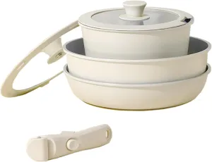 Pots and Pans Set, Nonstick Detachable Handle Cookware Set, Induction Kitchen Cookware Set with Removable Handle, Healthy Non Stick Cookware, Dishwasher ＆ Oven Safe, PFOA Free