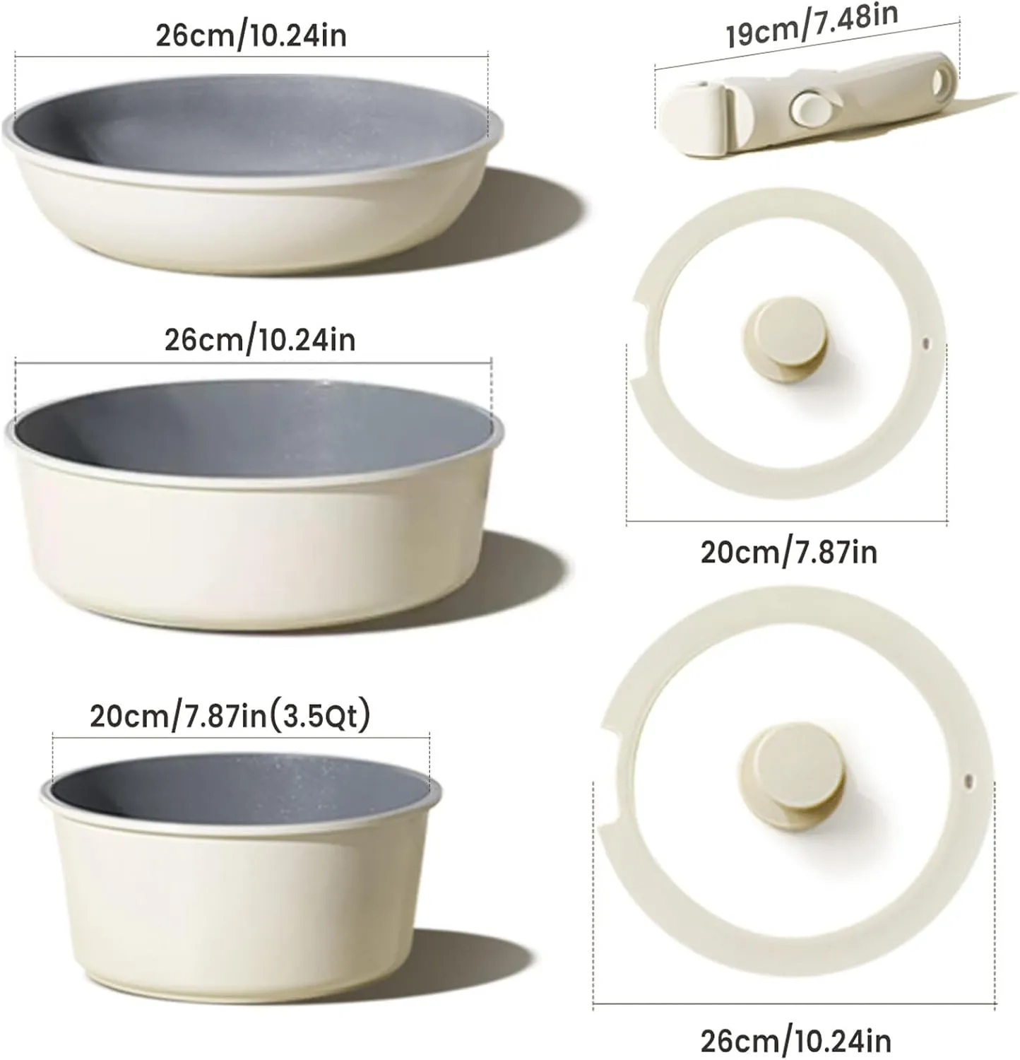 Pots and Pans Set, Nonstick Detachable Handle Cookware Set, Induction Kitchen Cookware Set with Removable Handle, Healthy Non Stick Cookware, Dishwasher ＆ Oven Safe, PFOA Free