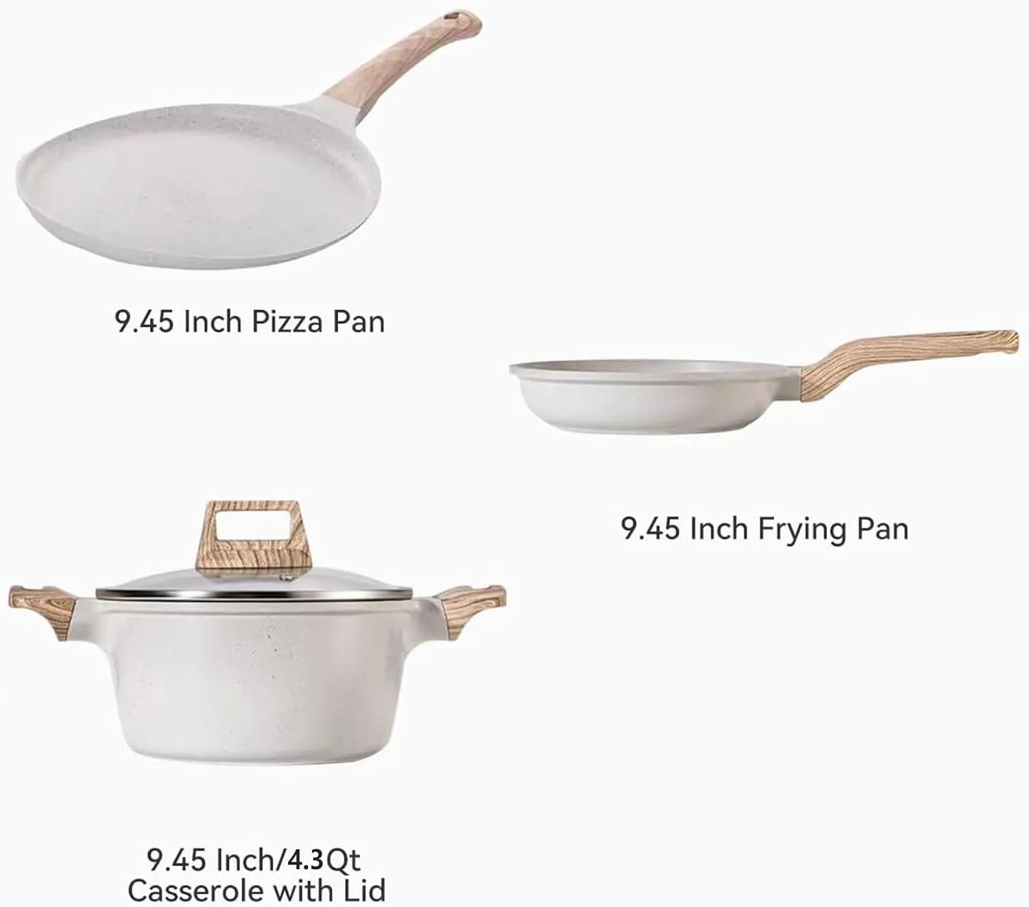 Pots and Pans Set, White Nonstick Induction Cookware Sets with Stay-Cool Handles, Kitchen Pan Sets for Cooking with Saucepan & Frying Pans & Crepe Pan, PFOS and PFOA Free