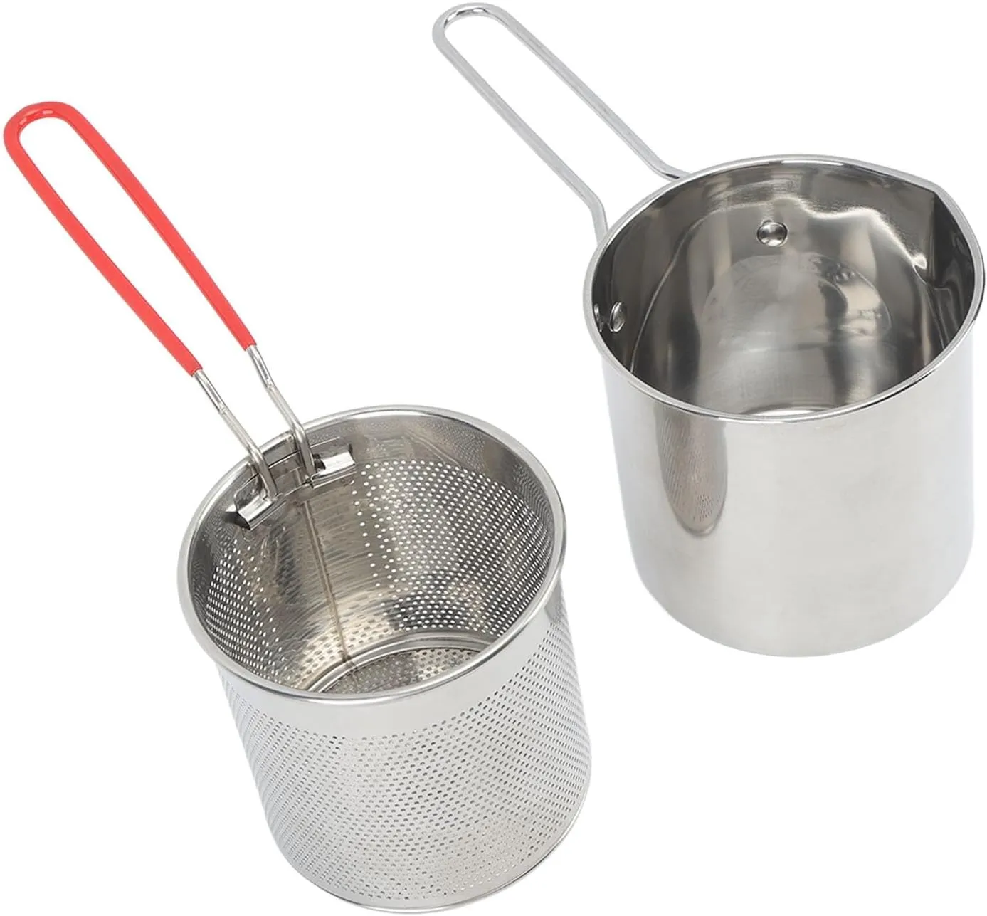 Pots Pans Pot Compact Portable Cooking Pan with Strainer Non Stick Deep Saute Ergonomic Handle Olecranon Type Diversion for Home Camping Stainless Steel Frying Stainless (5 Piece Set:Frying Pot