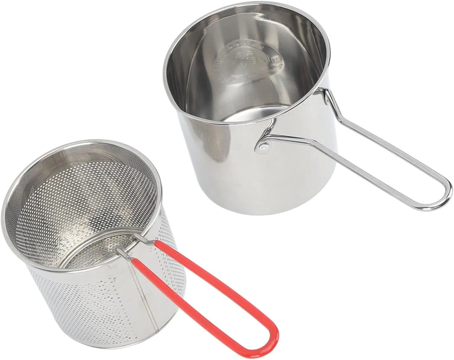 Pots Pans Pot Compact Portable Cooking Pan with Strainer Non Stick Deep Saute Ergonomic Handle Olecranon Type Diversion for Home Camping Stainless Steel Frying Stainless (5 Piece Set:Frying Pot