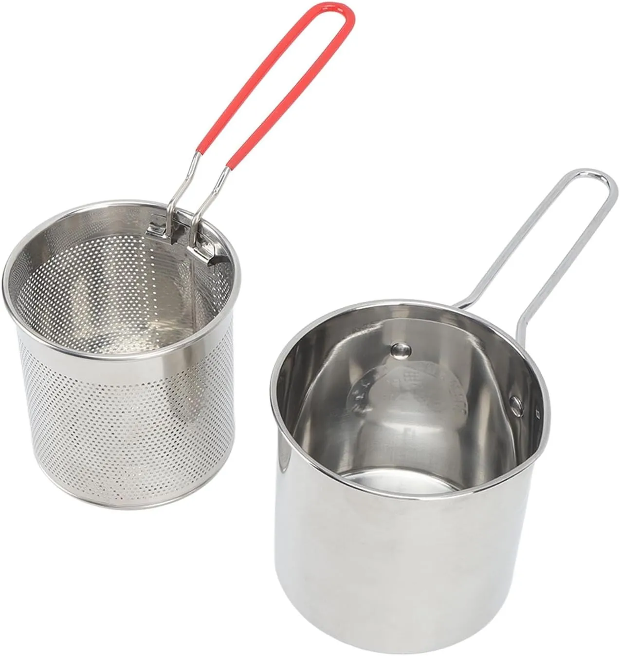 Pots Pans Pot Compact Portable Cooking Pan with Strainer Non Stick Deep Saute Ergonomic Handle Olecranon Type Diversion for Home Camping Stainless Steel Frying Stainless (5 Piece Set:Frying Pot