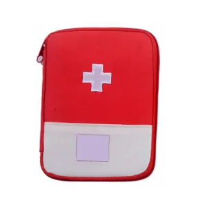 Premium Mini Portable First Aid Kit – Compact Medical Emergency Organizer, Household Medicine Storage Bag for Outdoor Use, Oxford Cloth with Rubber Lining, Available in Blue and Red (L: 18x13cm, S: 15x10.5cm)