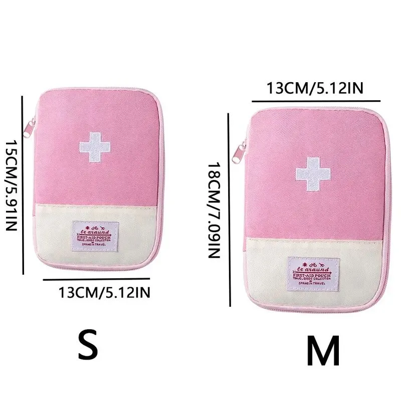 Premium Mini Portable First Aid Kit – Compact Medical Emergency Organizer, Household Medicine Storage Bag for Outdoor Use, Oxford Cloth with Rubber Lining, Available in Blue and Red (L: 18x13cm, S: 15x10.5cm)