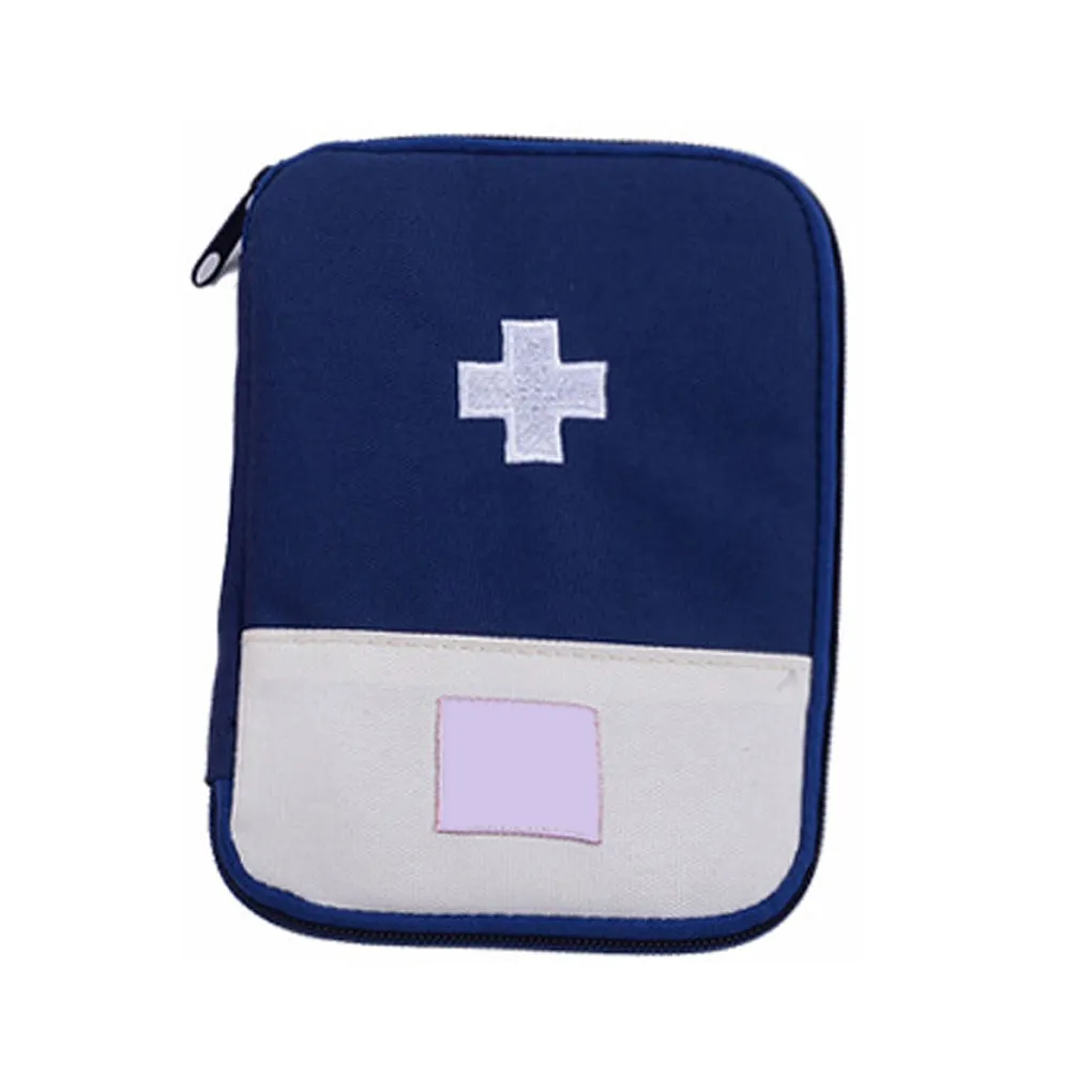 Premium Mini Portable First Aid Kit – Compact Medical Emergency Organizer, Household Medicine Storage Bag for Outdoor Use, Oxford Cloth with Rubber Lining, Available in Blue and Red (L: 18x13cm, S: 15x10.5cm)