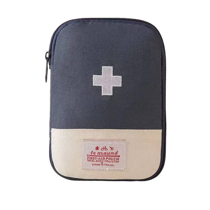 Premium Mini Portable First Aid Kit – Compact Medical Emergency Organizer, Household Medicine Storage Bag for Outdoor Use, Oxford Cloth with Rubber Lining, Available in Blue and Red (L: 18x13cm, S: 15x10.5cm)