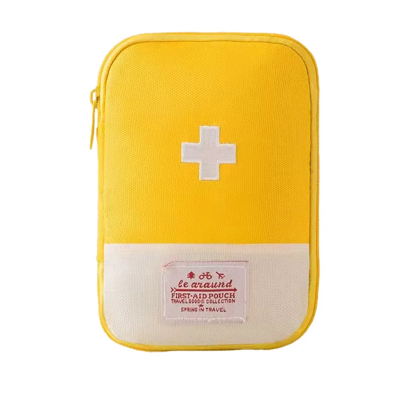 Premium Mini Portable First Aid Kit – Compact Medical Emergency Organizer, Household Medicine Storage Bag for Outdoor Use, Oxford Cloth with Rubber Lining, Available in Blue and Red (L: 18x13cm, S: 15x10.5cm)