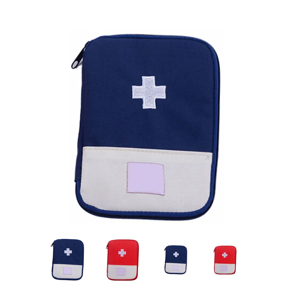 Premium Mini Portable First Aid Kit – Compact Medical Emergency Organizer, Household Medicine Storage Bag for Outdoor Use, Oxford Cloth with Rubber Lining, Available in Blue and Red (L: 18x13cm, S: 15x10.5cm)