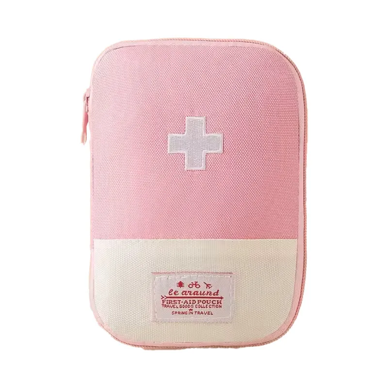 Premium Mini Portable First Aid Kit – Compact Medical Emergency Organizer, Household Medicine Storage Bag for Outdoor Use, Oxford Cloth with Rubber Lining, Available in Blue and Red (L: 18x13cm, S: 15x10.5cm)