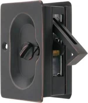 Premium Quality Mid-Century Pocket Door Privacy Lock Set in Oil-Rubbed Bronze