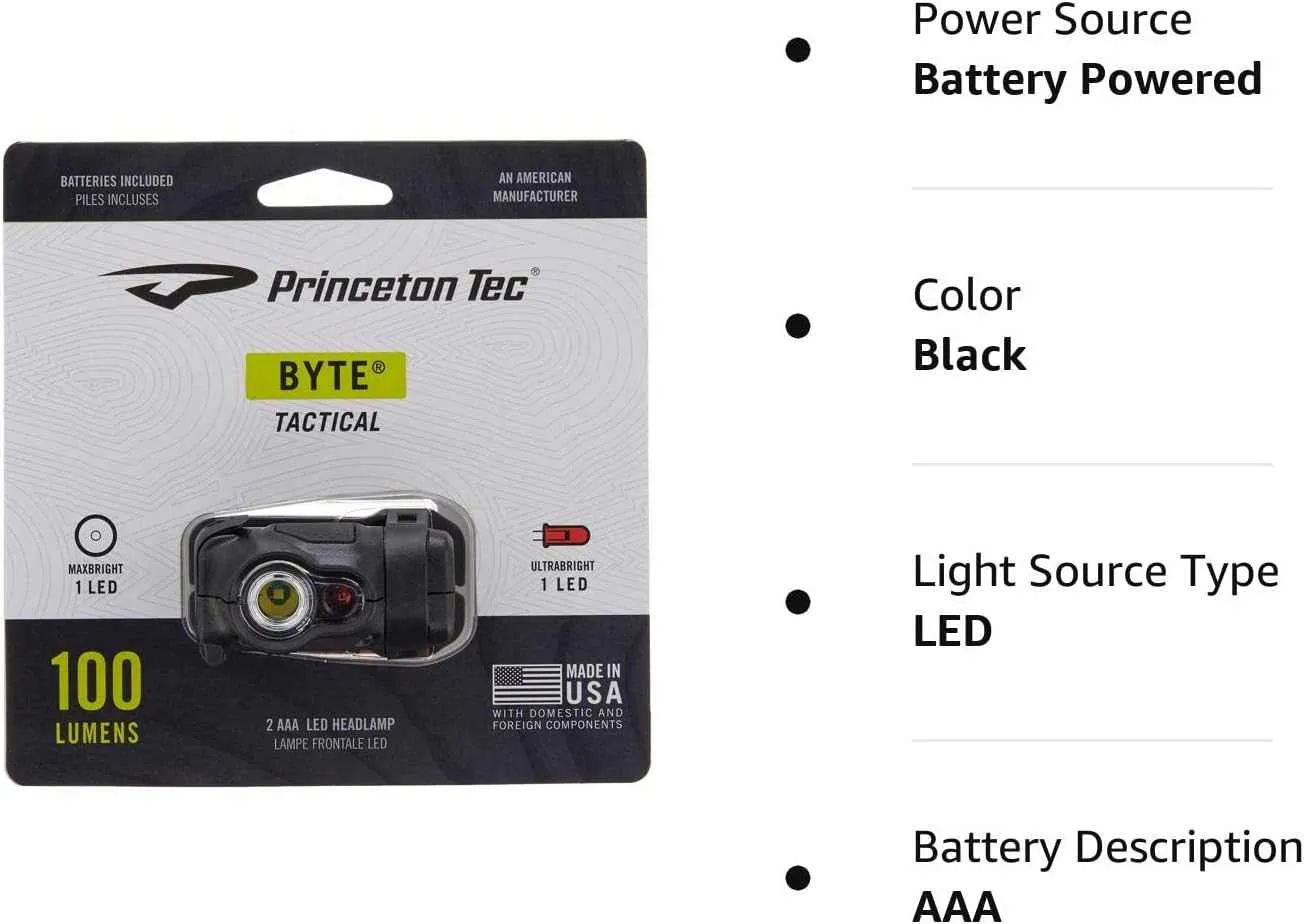 Princeton Tec Byte Tactical Headlamp (200 Lumens, Tan),BYT-TAC-TN