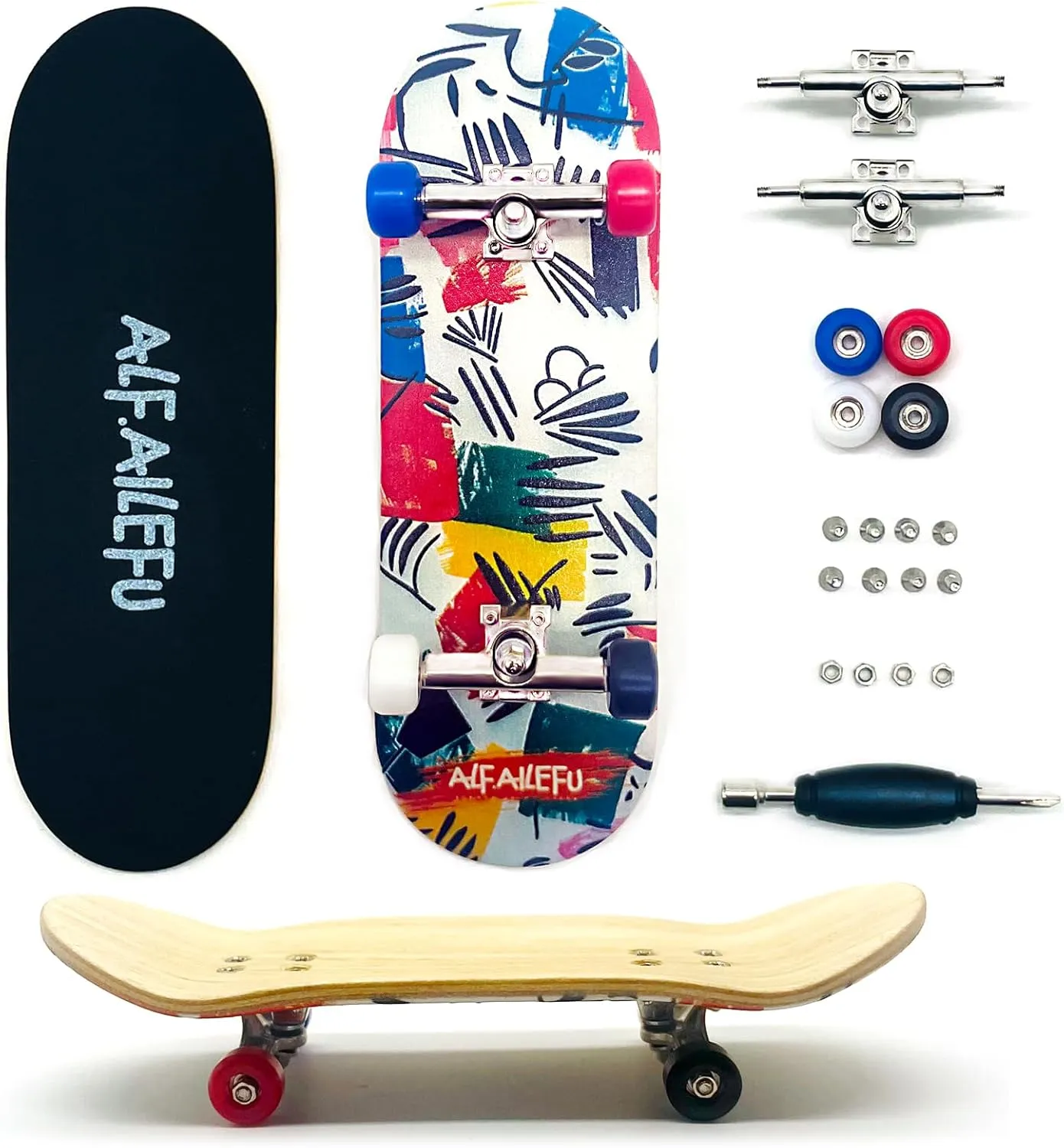 Pro Fingerboard 32mm Wooden Board Professional Finger Skateboard Trucks CNC Wheels with Bearings (Dream)