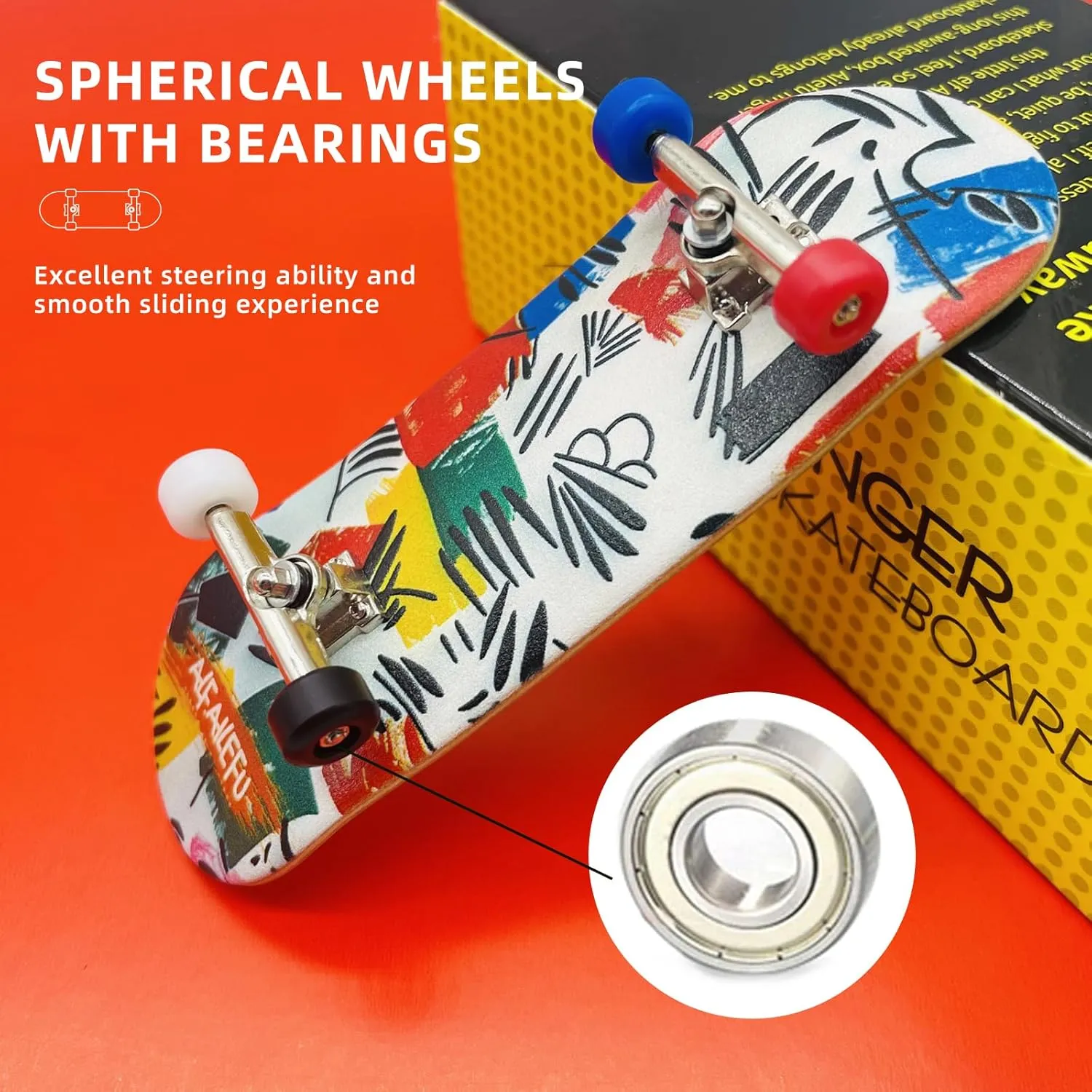 Pro Fingerboard 32mm Wooden Board Professional Finger Skateboard Trucks CNC Wheels with Bearings (Dream)