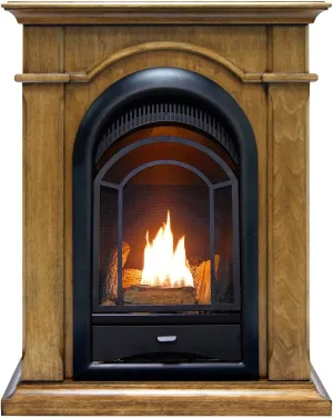 ProCom Dual Fuel Ventless Gas Fireplace System with Mantle, Thermostat Control, 4 Fire Logs, Use with Natural Gas or Liquid Propane, 10000 BTU, Heats up to 500 Sq. Ft., Toasted Almond