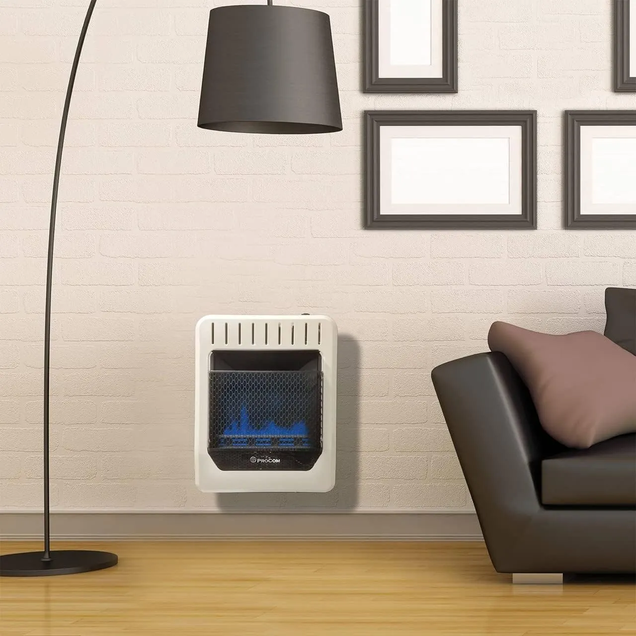 ProCom Heating ML100TBG Propane Gas Blue Flame Space Heater with Thermostat Control for Living Room, BedRoom, Home Office Use, 10000 BTU, Heats Up to 500 Square Feet, White