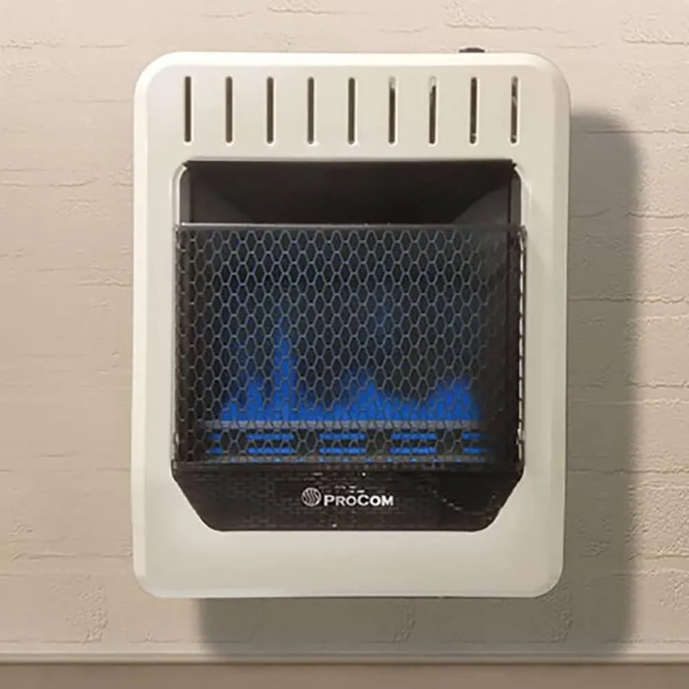 ProCom Heating ML100TBG Propane Gas Blue Flame Space Heater with Thermostat Control for Living Room, BedRoom, Home Office Use, 10000 BTU, Heats Up to 500 Square Feet, White