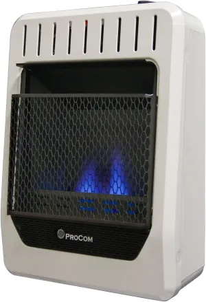 ProCom Heating ML100TBG Propane Gas Blue Flame Space Heater with Thermostat Control for Living Room, BedRoom, Home Office Use, 10000 BTU, Heats Up to 500 Square Feet, White
