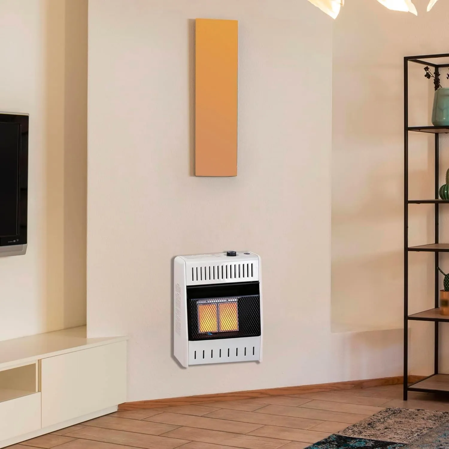 ProCom ML100TPA-B Ventless Propane Gas Infrared Space Heater with Thermostat Control for Home and Office Use, 10000 BTU, Heats Up to 500 Sq. Ft., Includes Wall Mount and Base Feet, White