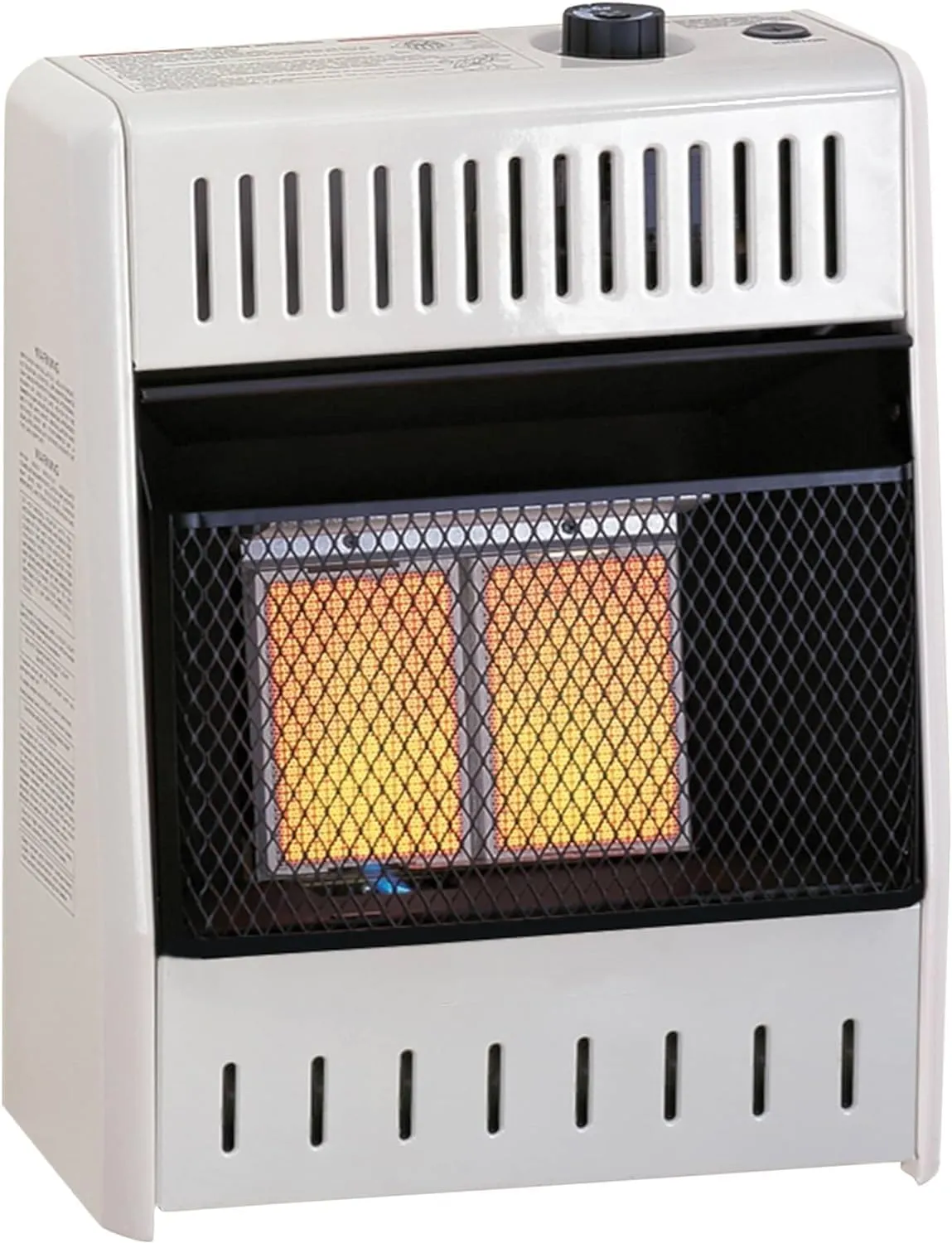 ProCom ML100TPA-B Ventless Propane Gas Infrared Space Heater with Thermostat Control for Home and Office Use, 10000 BTU, Heats Up to 500 Sq. Ft., Includes Wall Mount and Base Feet, White