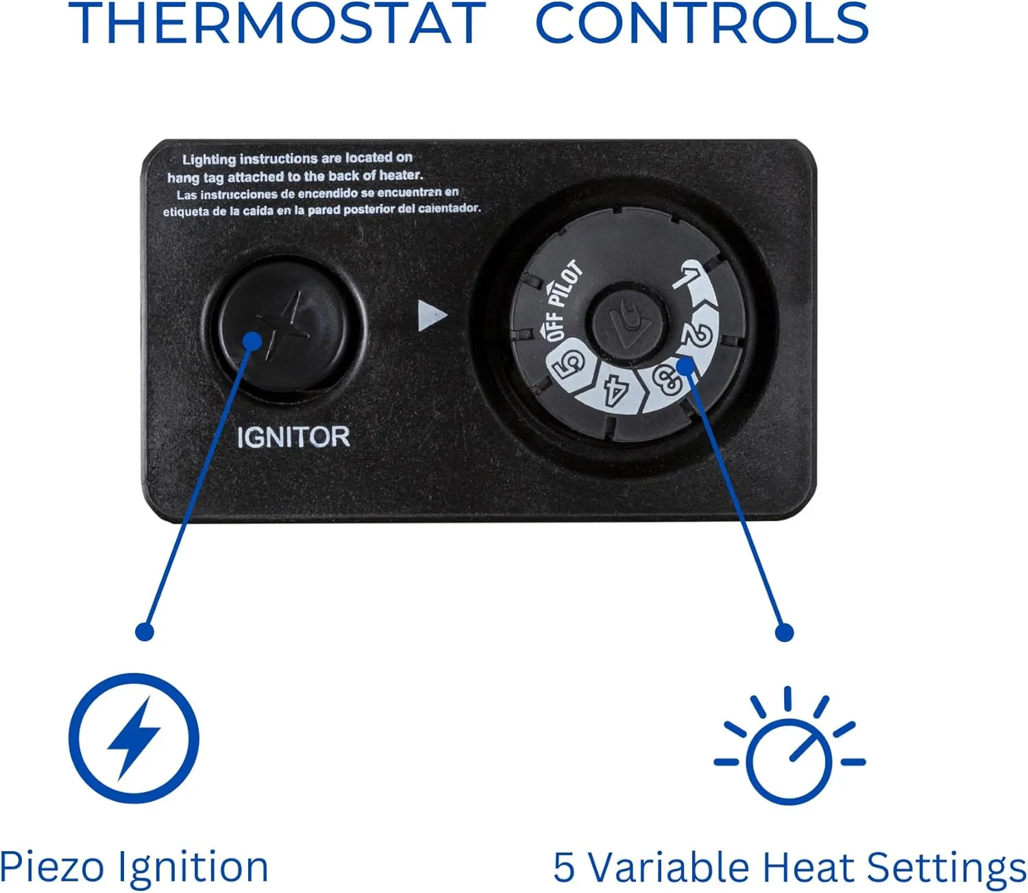 ProCom ML200TBA-B Ventless Propane Gas Blue Flame Space Heater with Thermostat Control for Home and Office Use, 20000 BTU, Heats Up to 950 Sq. Ft., Includes Wall Mount and Base Feet, White