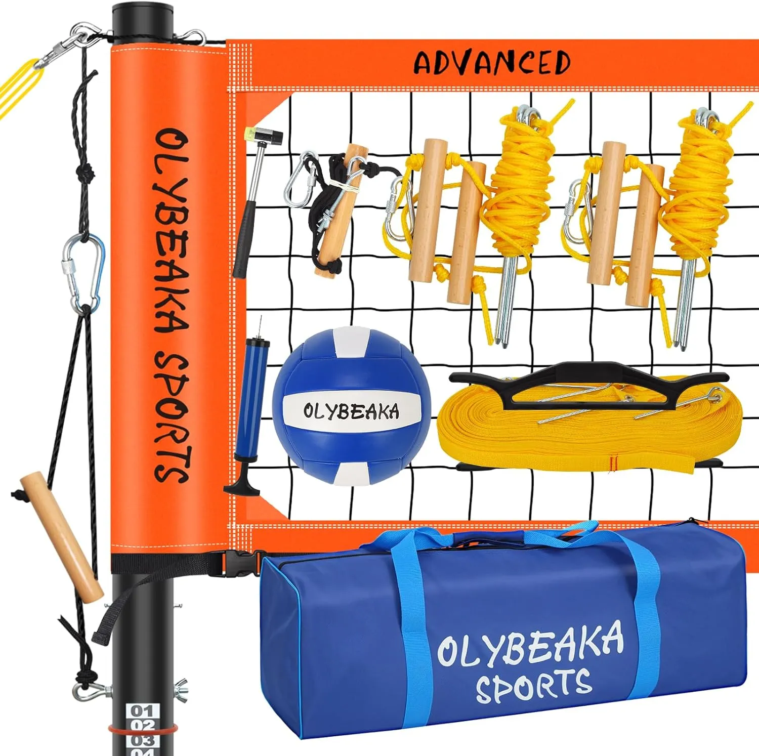 Professional Outdoor Volleyball Net Set - Portable for Backyard Beach with Adjustable Aluminum Poles, Durable Net, Anti-sag Design, PU Volleyball, Boundary Line, Carry Bag