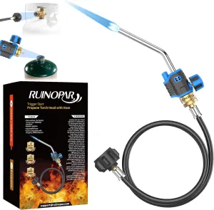 Propane Torch Head Kit,Trigger Start Propane Torch Kit with 5FT Hose,Blow Torch Head with Rubber Wrapped Torch Body&Flame Knob,Fuel by Propane MAPP and Map-pro for Soldering,Brazing,Welding