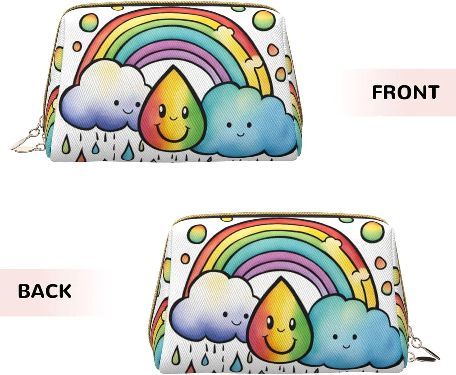 Rainbow Clouds Raindrop 1 Toiletry Pouch, Travel-Friendly Makeup Organizer For Makeup Brushes, Lipsticks