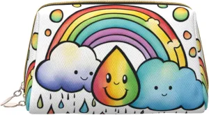 Rainbow Clouds Raindrop 1 Toiletry Pouch, Travel-Friendly Makeup Organizer For Makeup Brushes, Lipsticks