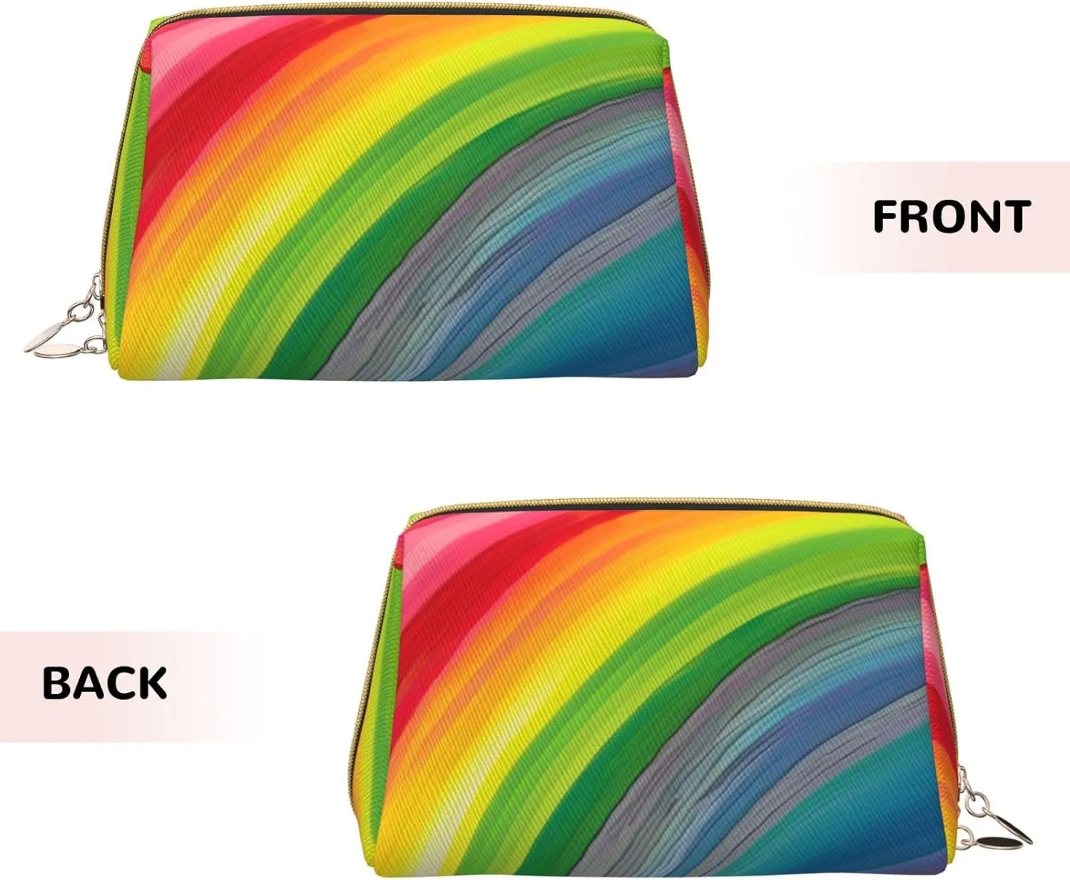 Rainbow Color Stripe Toiletry Pouch, Travel-Friendly Makeup Organizer For Makeup Brushes, Lipsticks