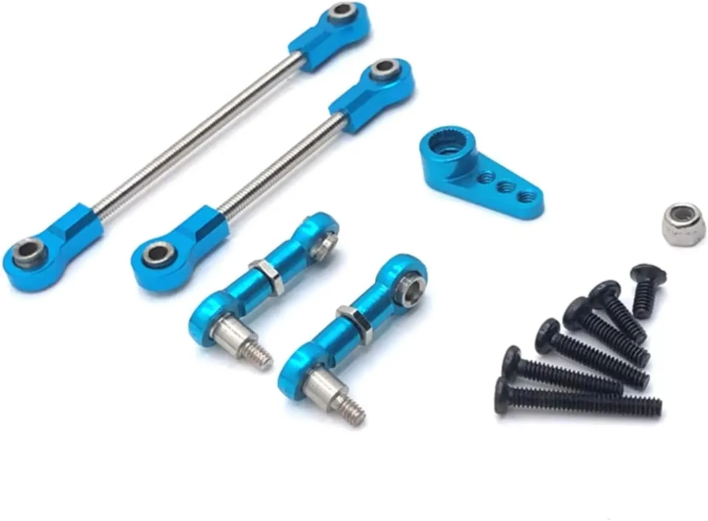Rc Connecting Rod Tie Rod for WLtoys 284131 K969 K979 K989 K999 P929 P939 1/28 Metal Steering Link Servo Arm 28t Kit RC Car Parts Accessories Replacement and Use(Blue)