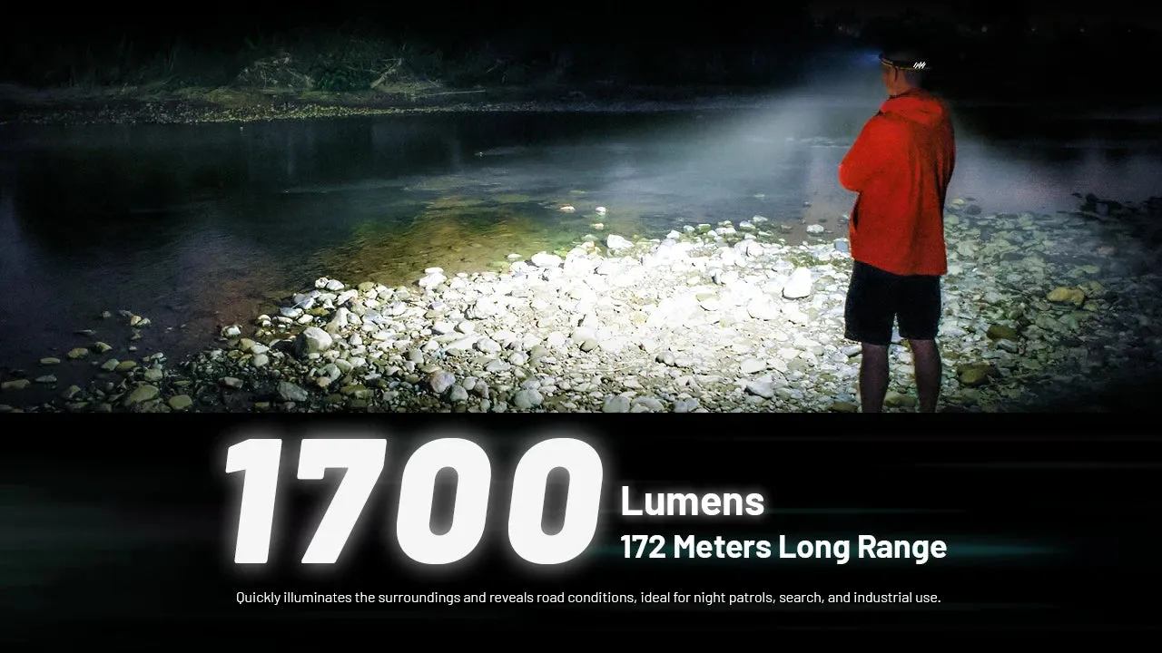 Rechargeable LED Headlamp 1700 Lumens with White and Red Lights for Hiking/Trekking