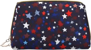 Red Blue Stars Toiletry Pouch, Travel-Friendly Makeup Organizer For Makeup Brushes, Lipsticks