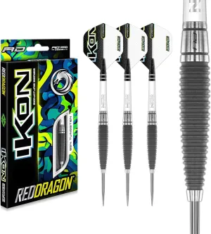 RED DRAGON Ikon Signature Series Professional Tungsten Steeltip Darts Set with Flights and Stems