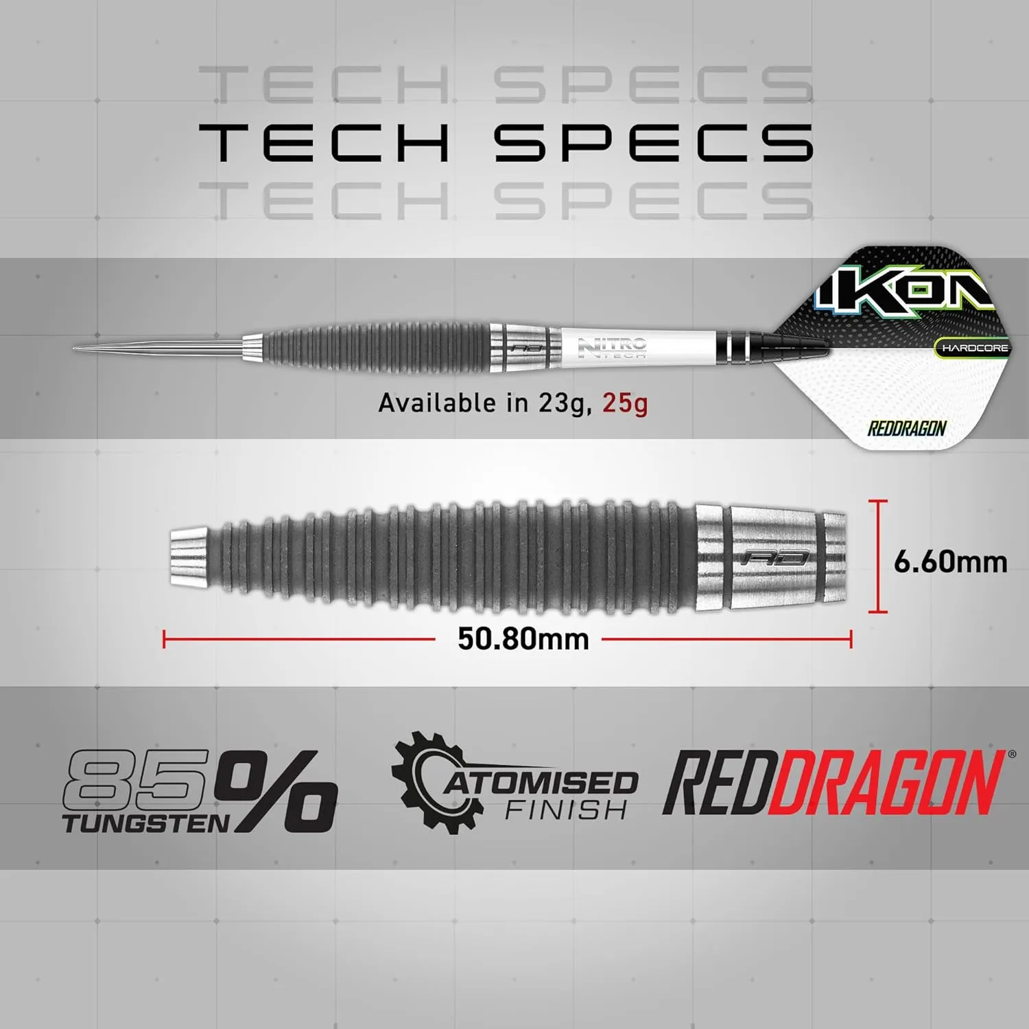 RED DRAGON Ikon Signature Series Professional Tungsten Steeltip Darts Set with Flights and Stems