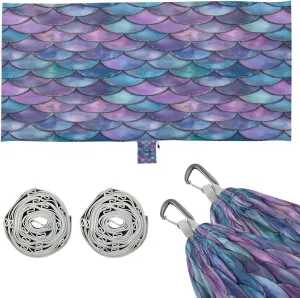 Retro Purple Scales Camping Hammock Single Portable Hammocks 330 lbs Capacity with 2 Tree Straps and Attached Carry Bag,Perfect for Outdoor,Indoor,Beach,Camping,Travel