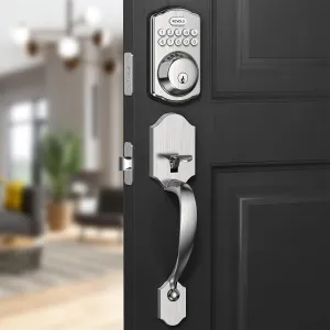 Revolo RE001 Electronic Keypad Deadbolt, Keyless Entry Door Lock, Smart Keyed Entry with Handle, Auto Lock, Front Door Handle Sets, Anti-Peeking Password, Satin Nickel