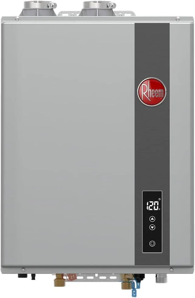 Rheem RRTGH95DVLP3701178 Rheem RTGH Series 9.5 GPM 199,900 BTU 120 Volt Residential Indoor Liquid Propane Tankless Water Heater Stainless Steel