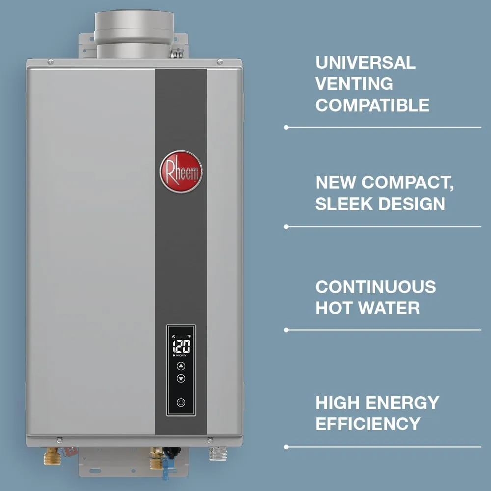 Rheem RTG-70DVLP-3 High Efficiency Non-Condensing Indoor Tankless Liquid Propane Water Heater, 7.0 GPM
