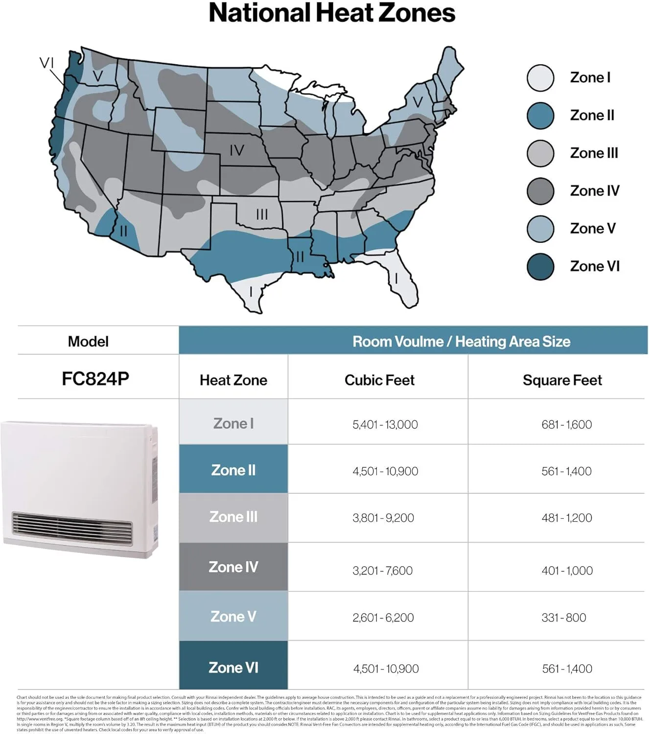 Rinnai FC824P Ventless Propane Heater, Energy-Efficient Space Heater with Programmable Thermostat